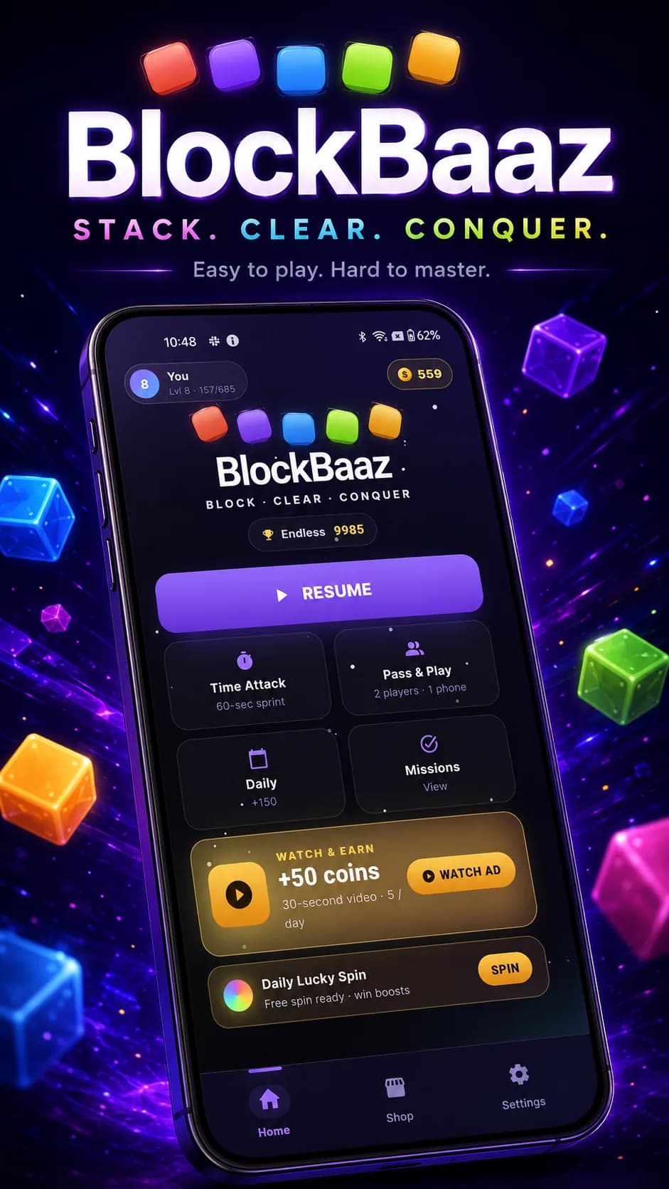 BlockBaaz on Android phone, screen 1
