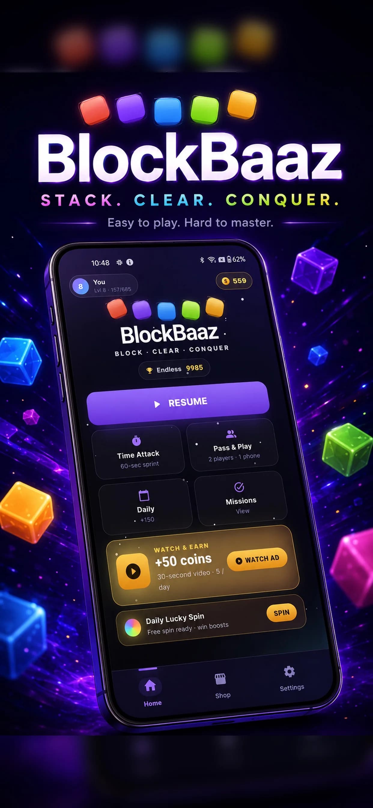 BlockBaaz on iPhone, screen 1