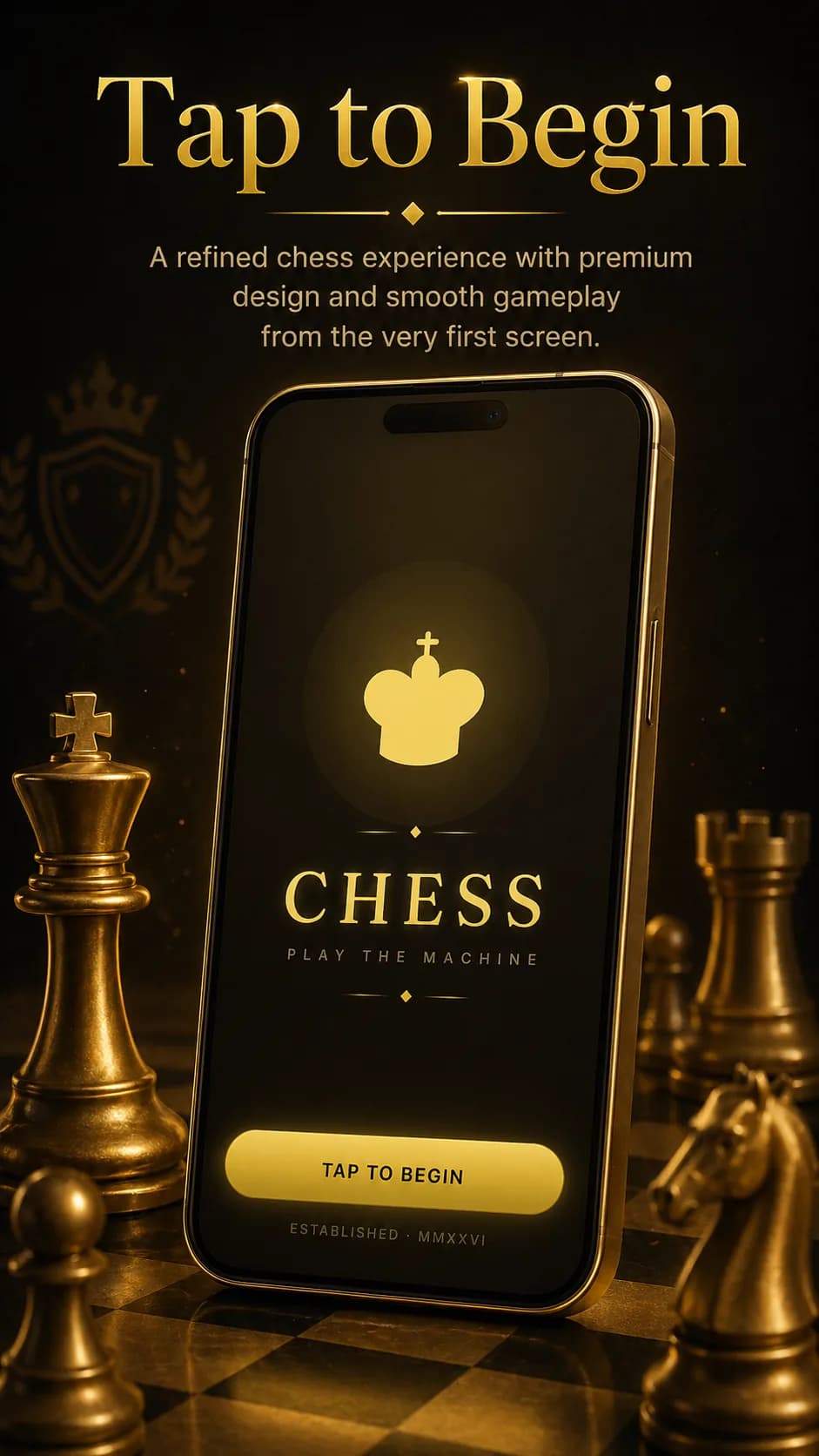 Black Gold Chess on Android phone, screen 1