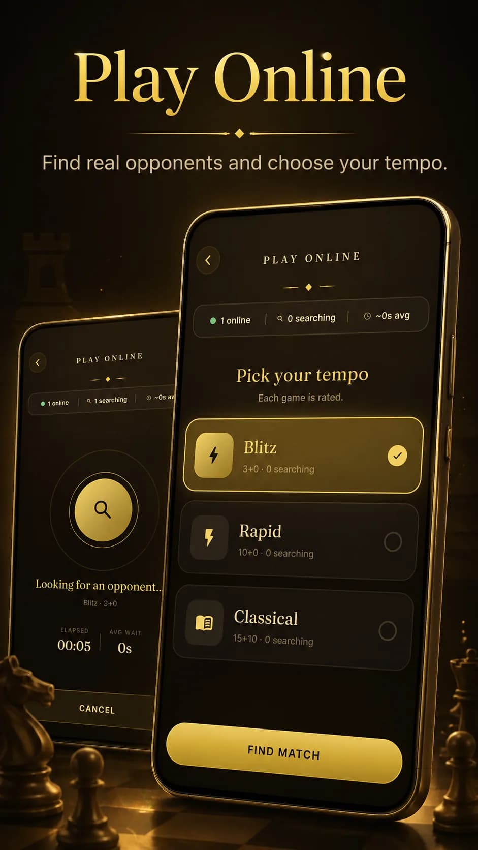 Black Gold Chess on Android phone, screen 4