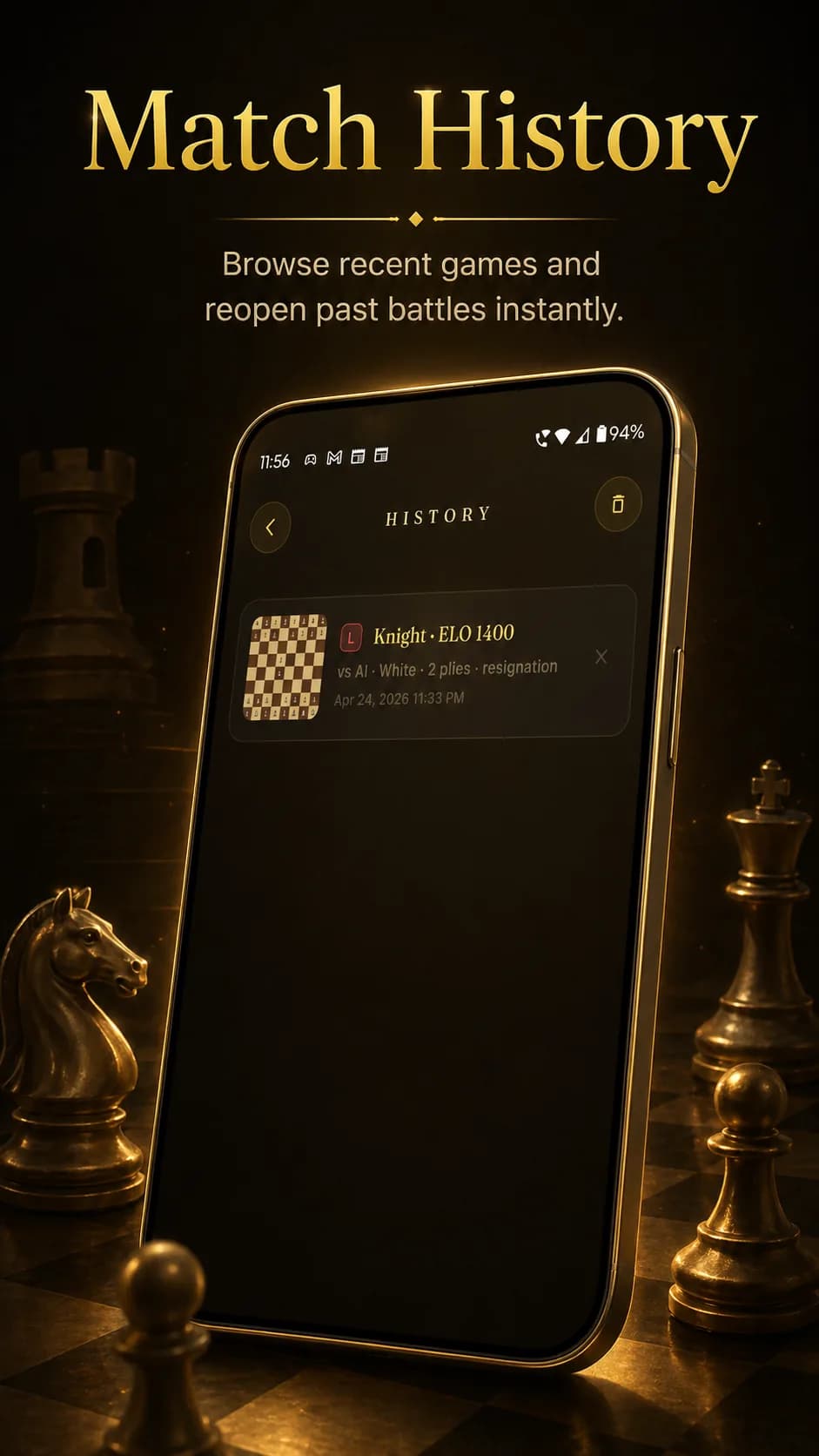 Black Gold Chess on Android phone, screen 6