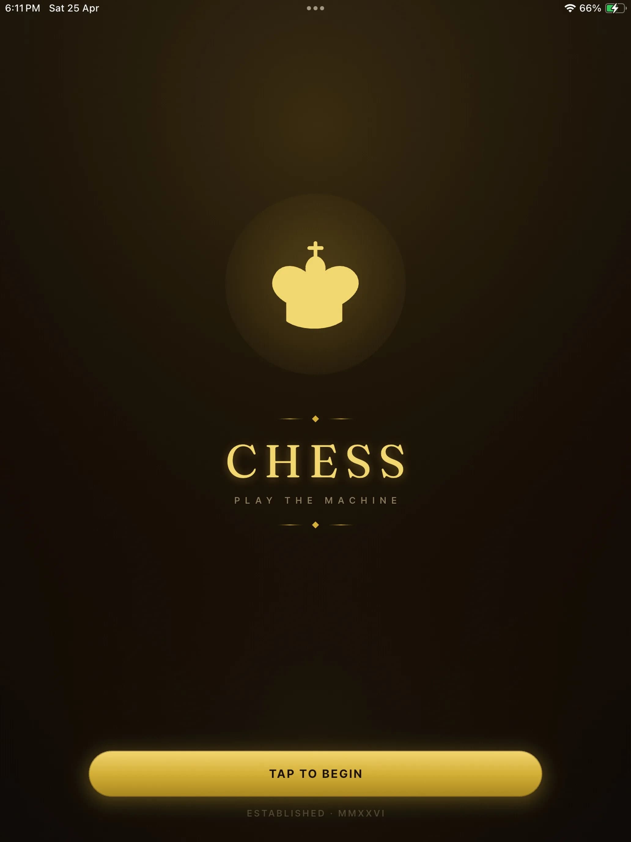 Black Gold Chess on iPad, screen 1