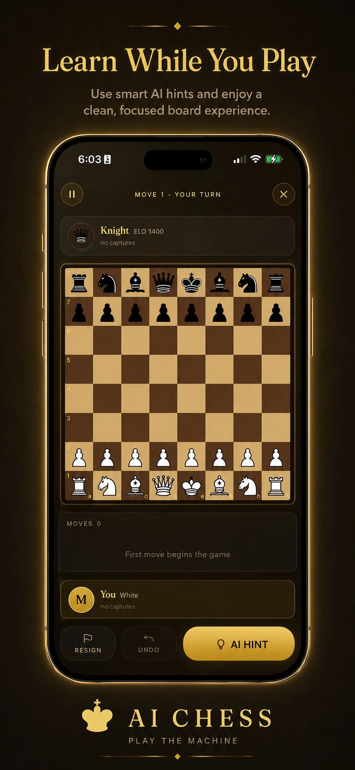 Black Gold Chess on iPhone, screen 2