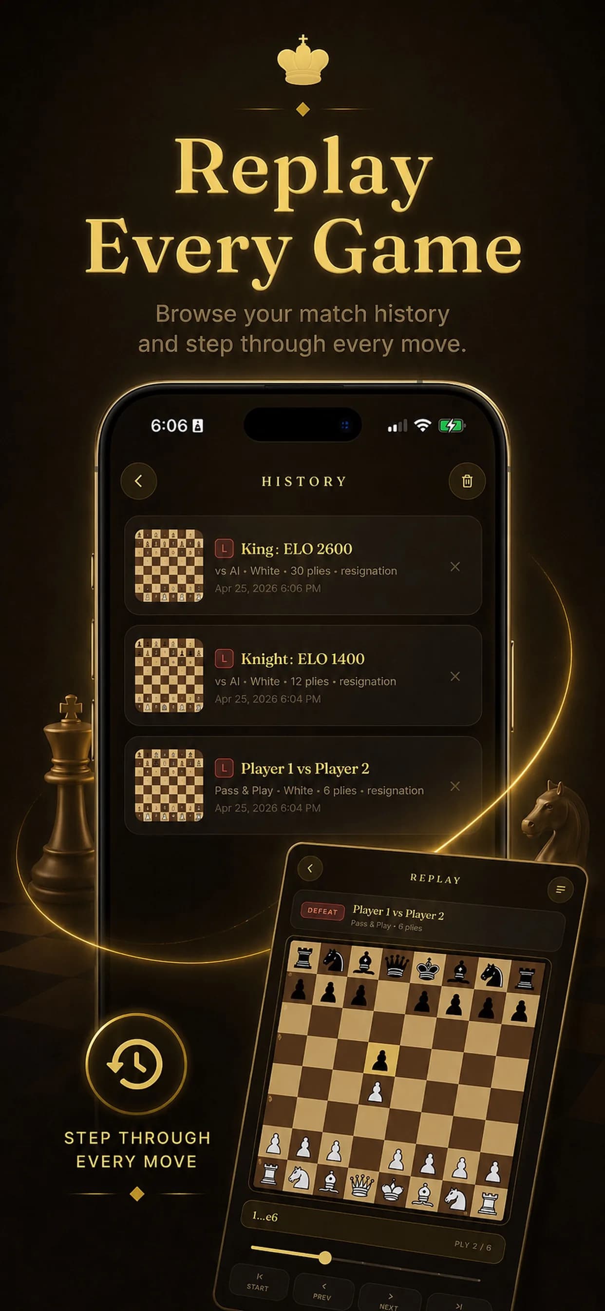 Black Gold Chess on iPhone, screen 3