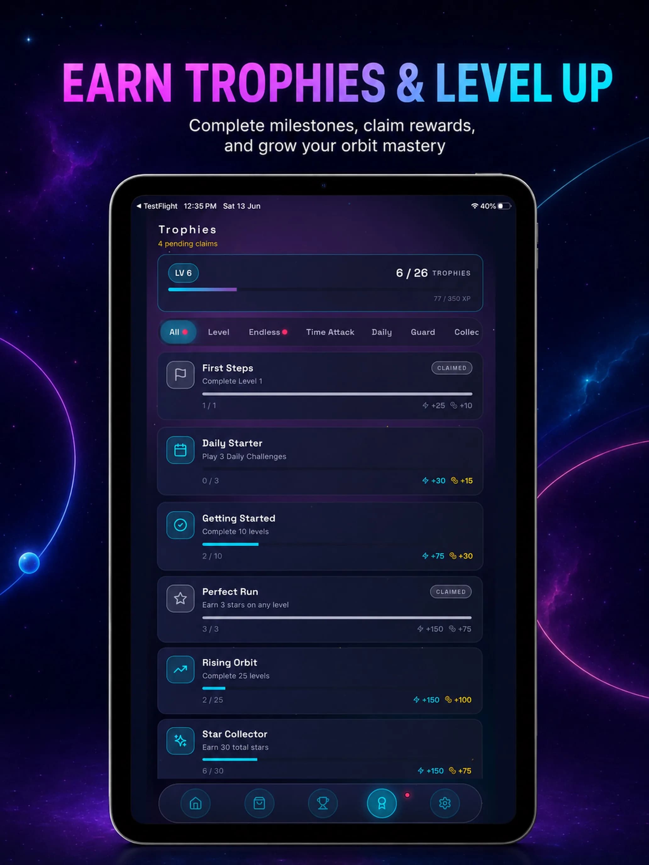 Chroma Orbit on iPad, screen 4