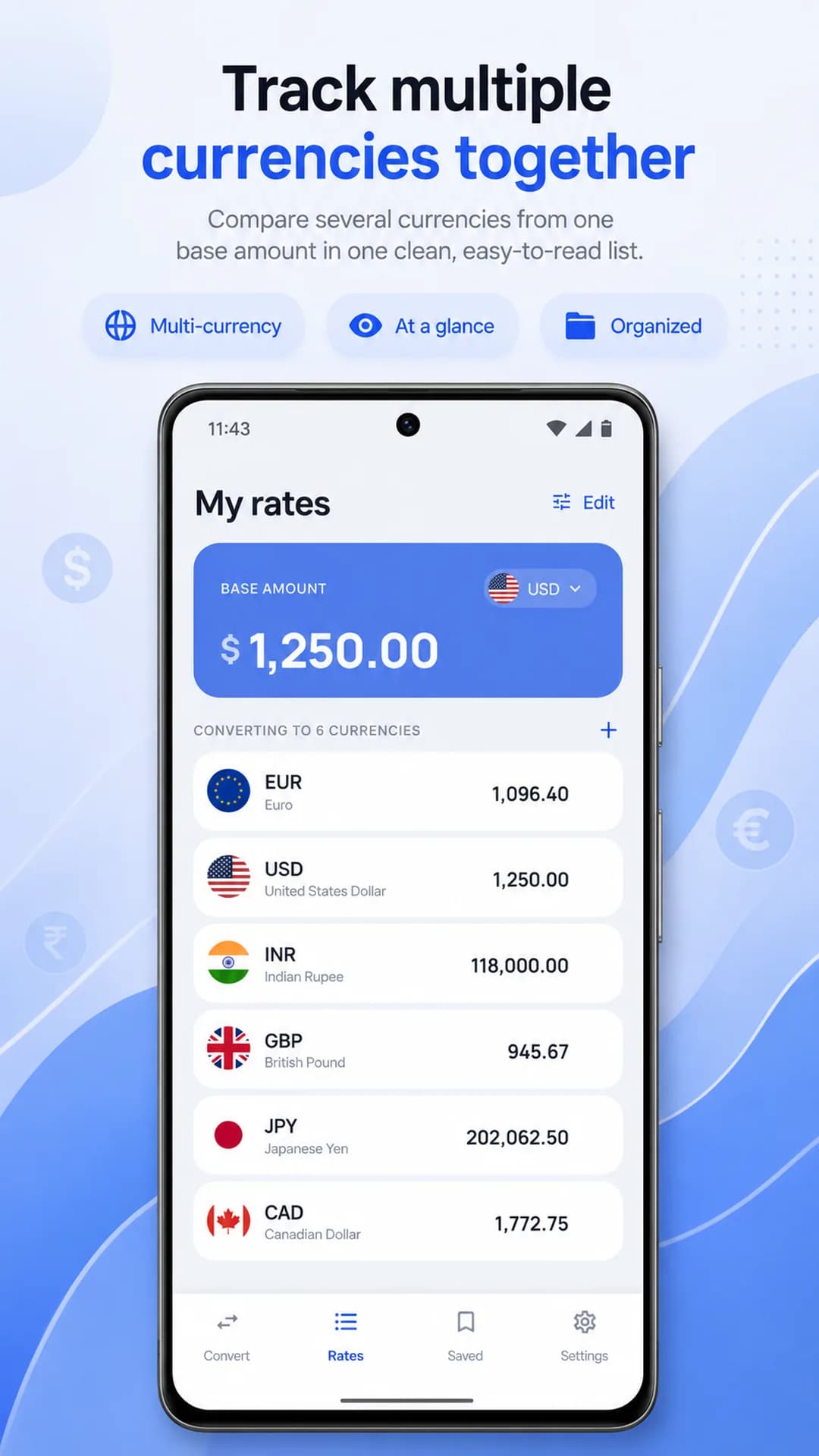 Currency Converter on Android phone, screen 2