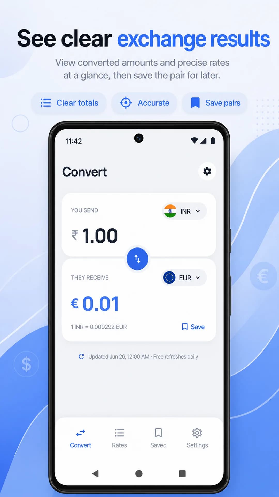 Currency Converter on Android phone, screen 3
