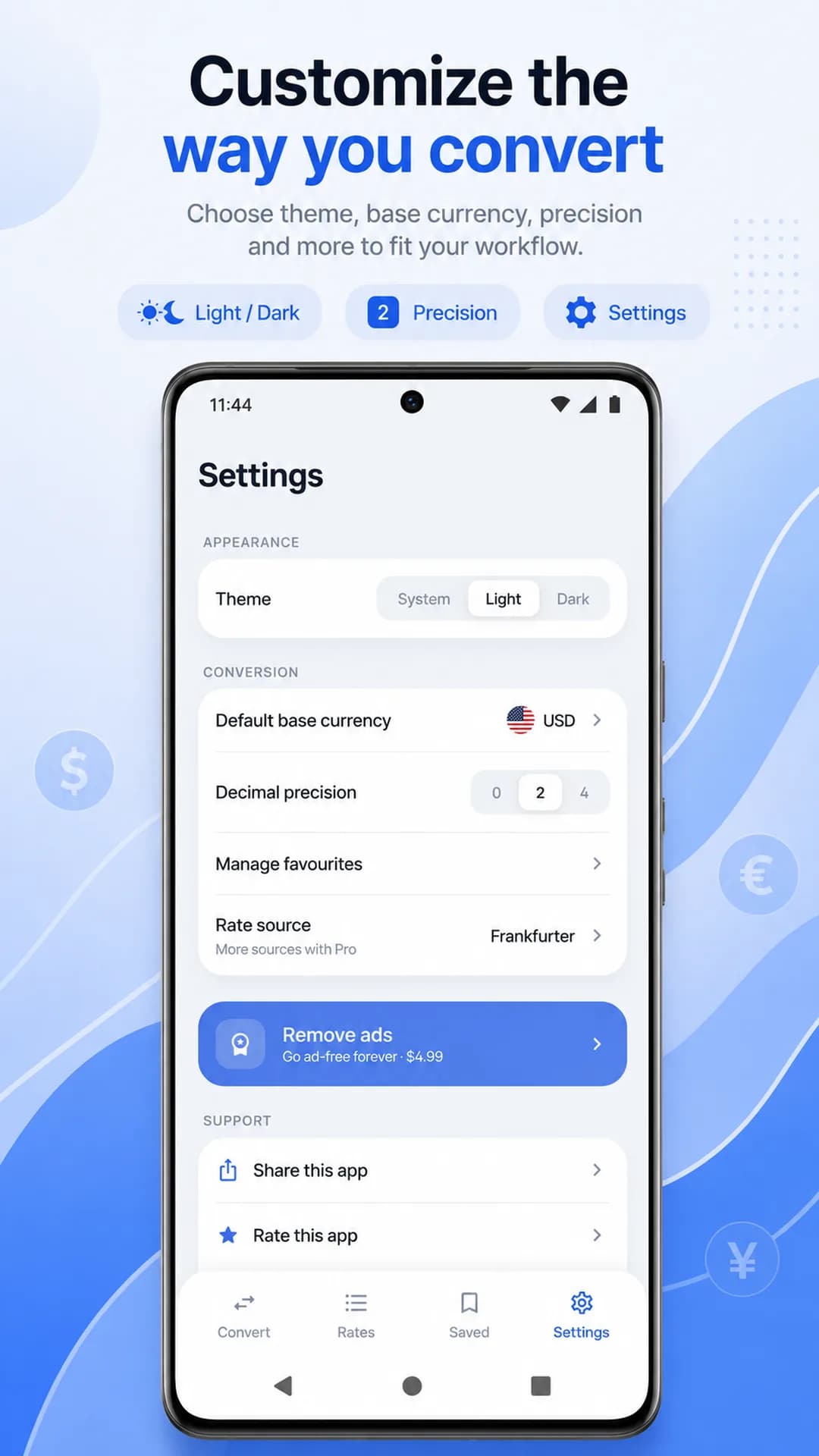 Currency Converter on Android phone, screen 4