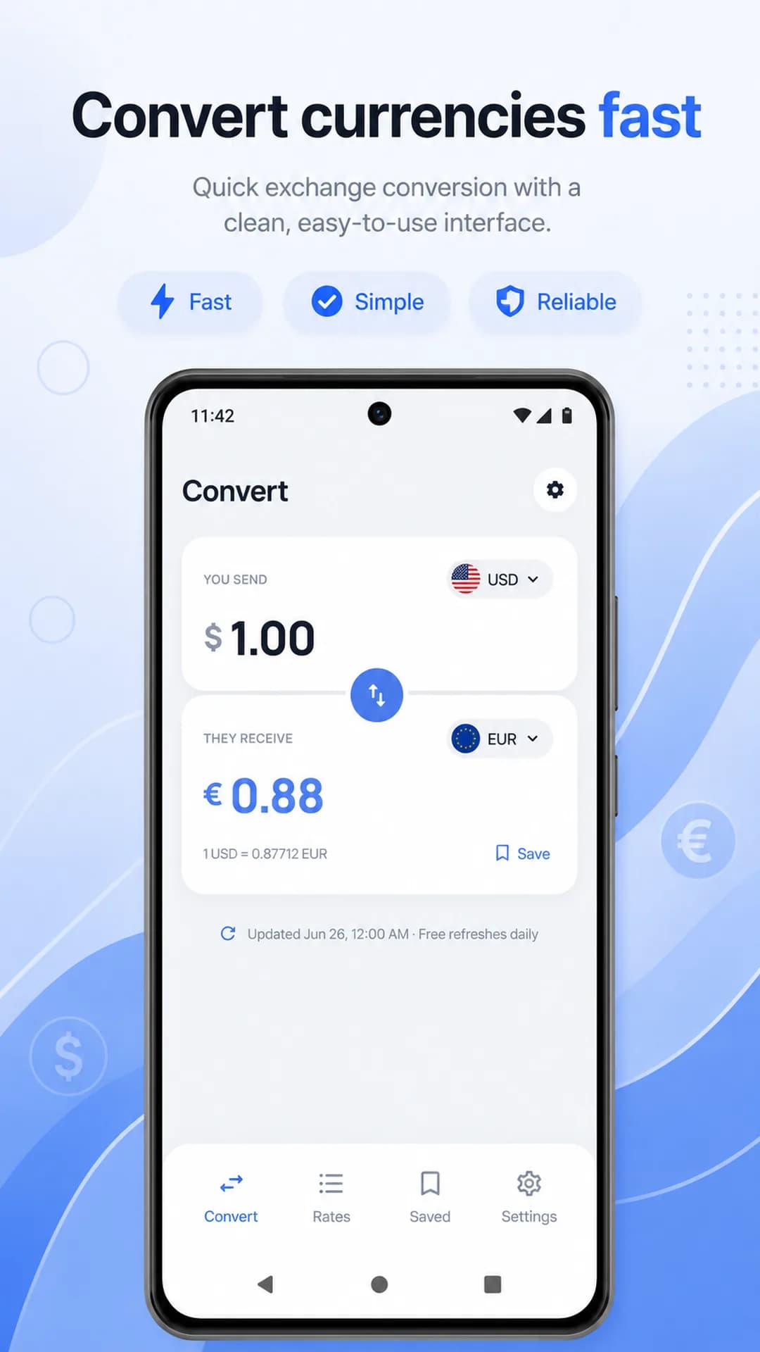 Currency Converter on Android phone, screen 7
