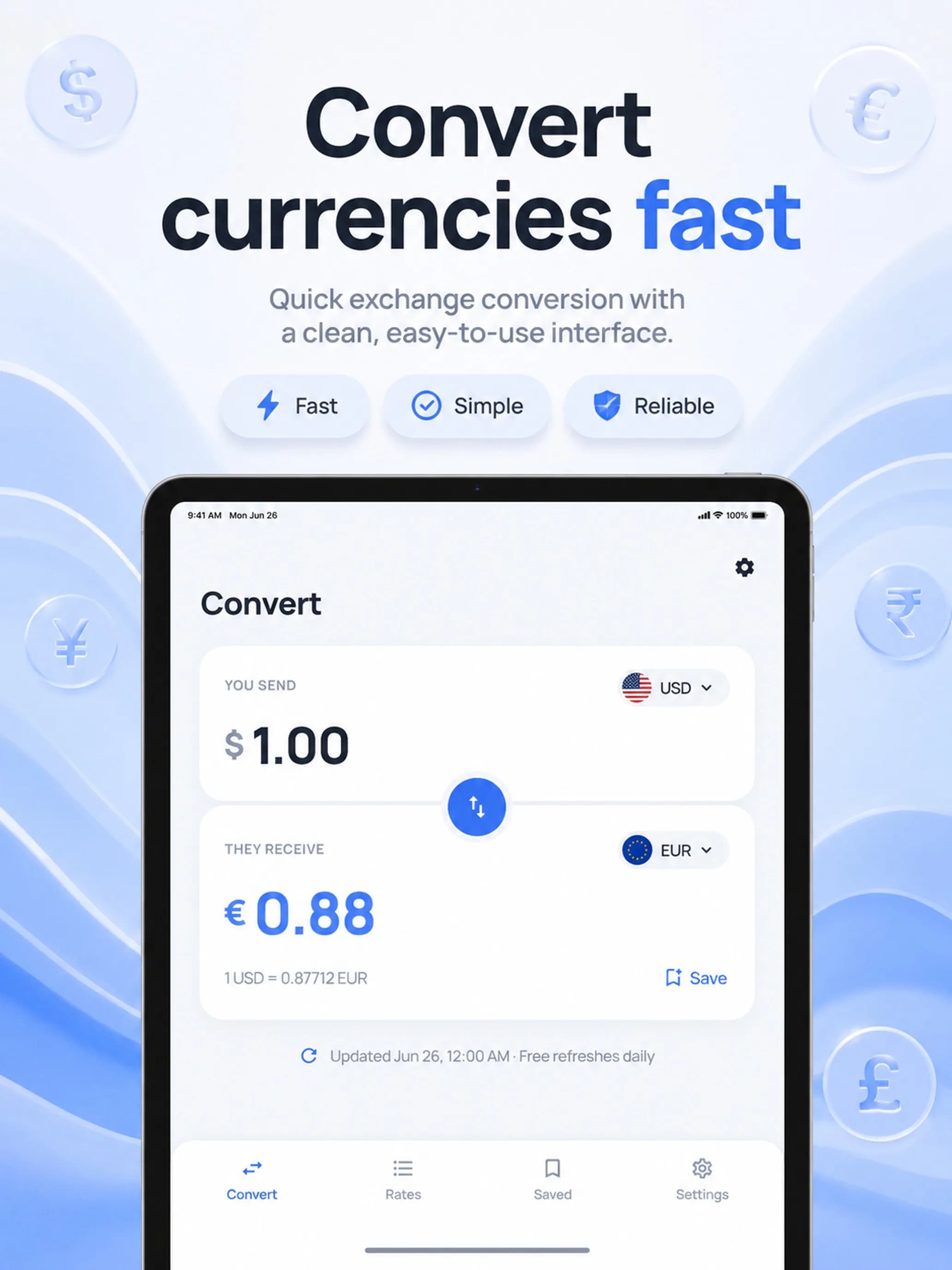 Currency Converter on iPad, screen 4