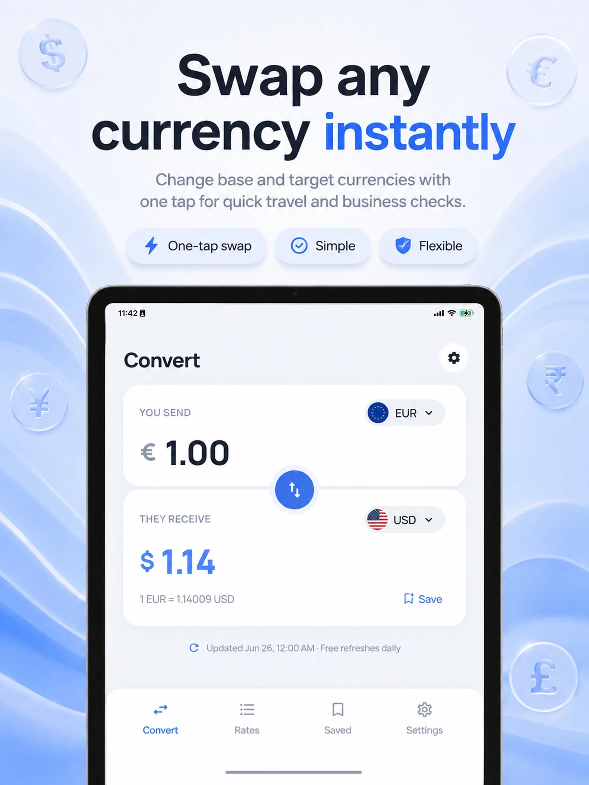 Currency Converter on iPad, screen 6
