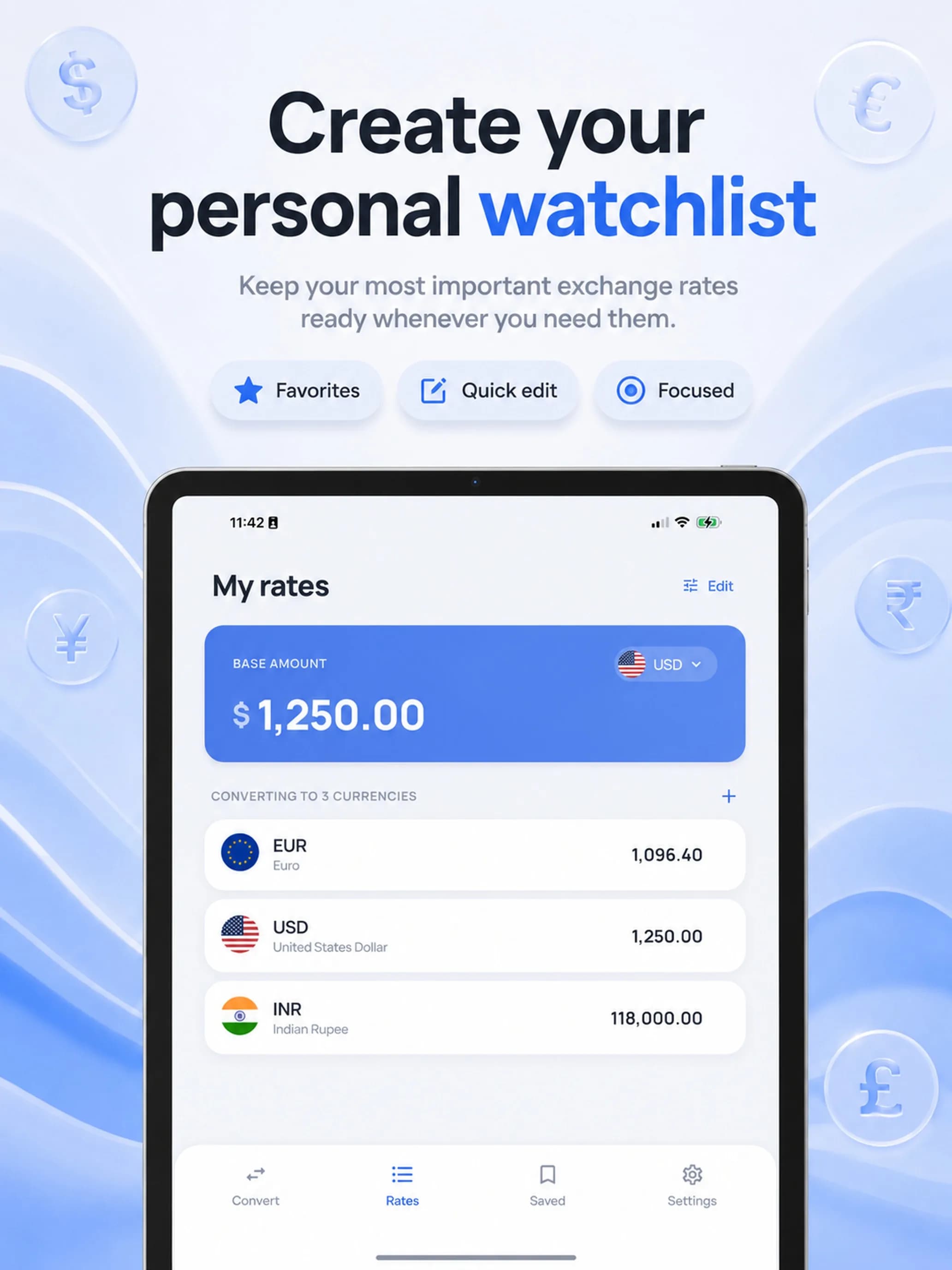 Currency Converter on iPad, screen 2