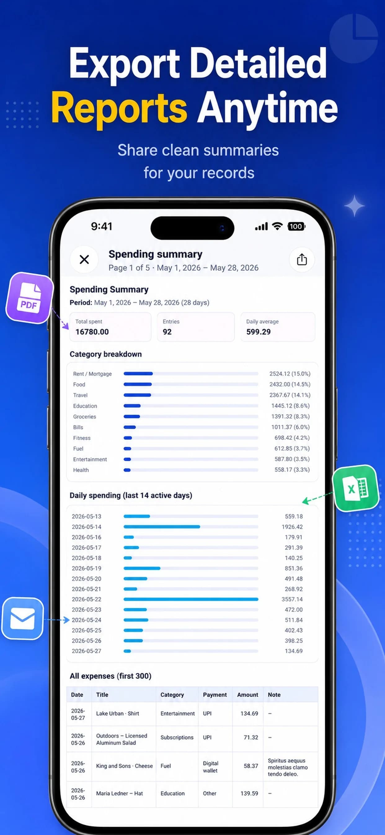 Expense Book on iPhone, screen 8