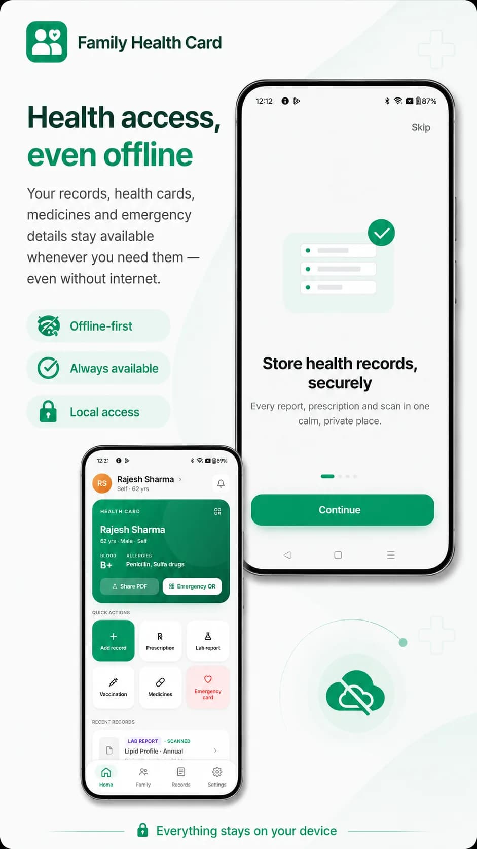 Family Health Card on Android phone, screen 2