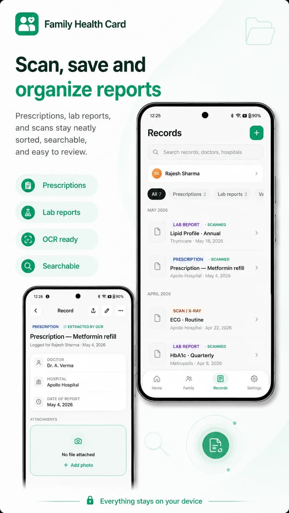 Family Health Card on Android phone, screen 3