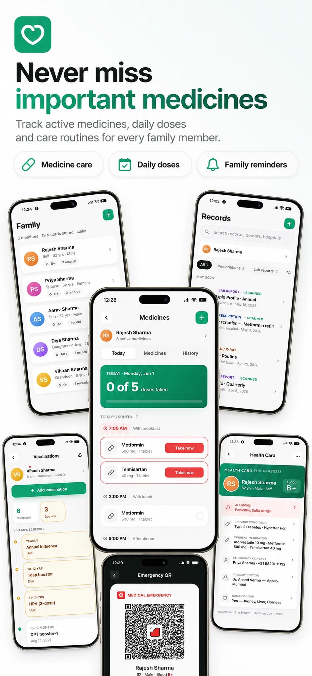 Family Health Card on iPhone, screen 10