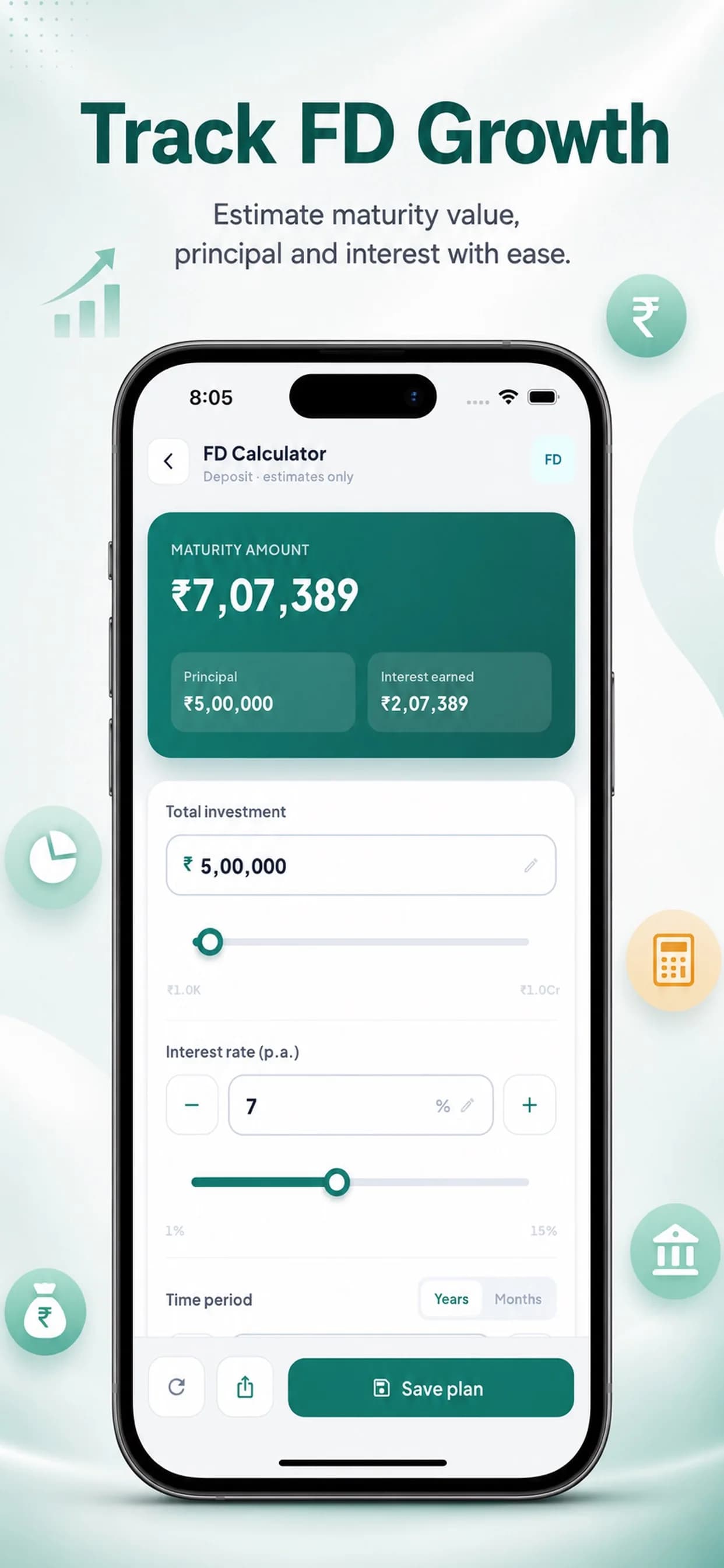FinCalc on iPhone, screen 2