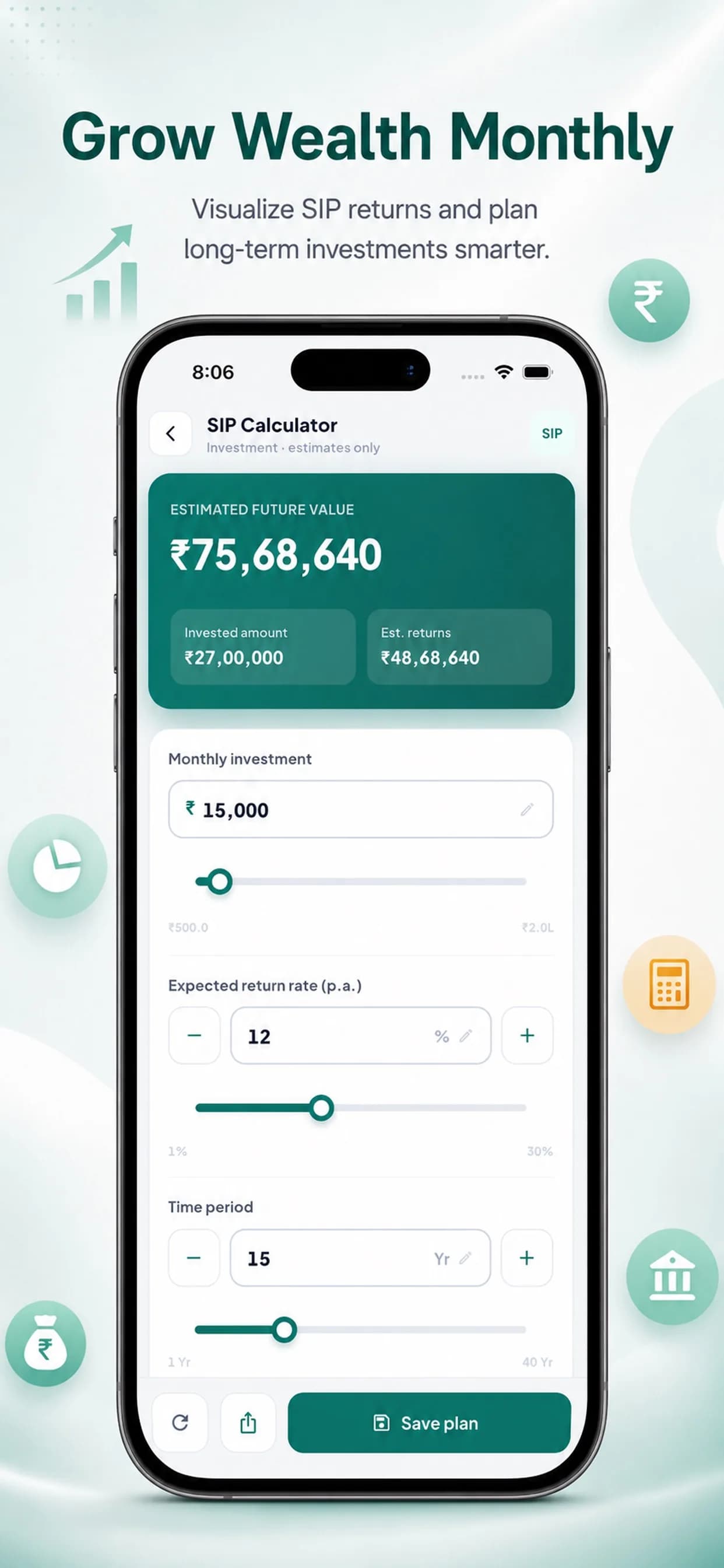 FinCalc on iPhone, screen 3