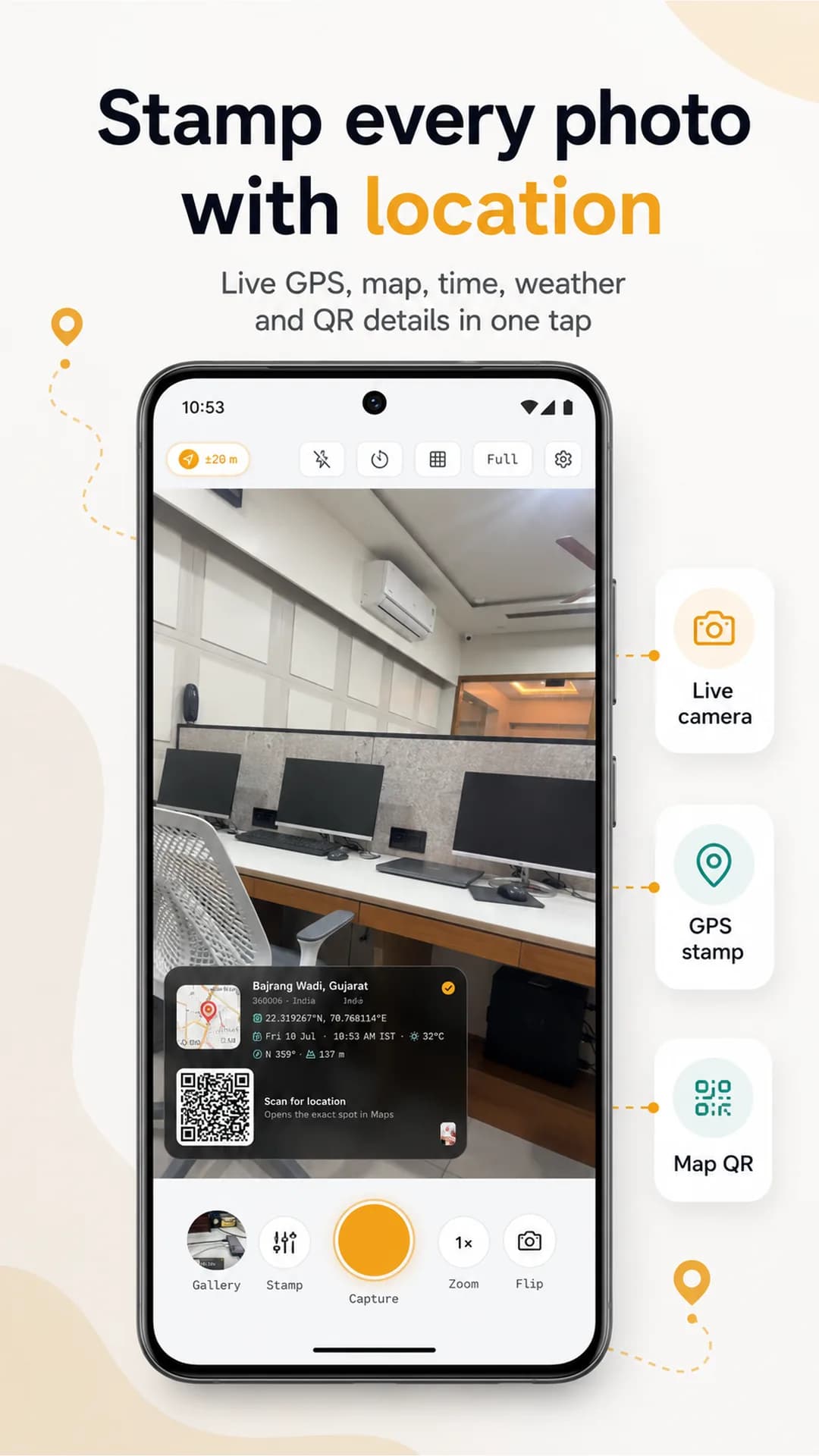 TrueStamp on Android phone, screen 1