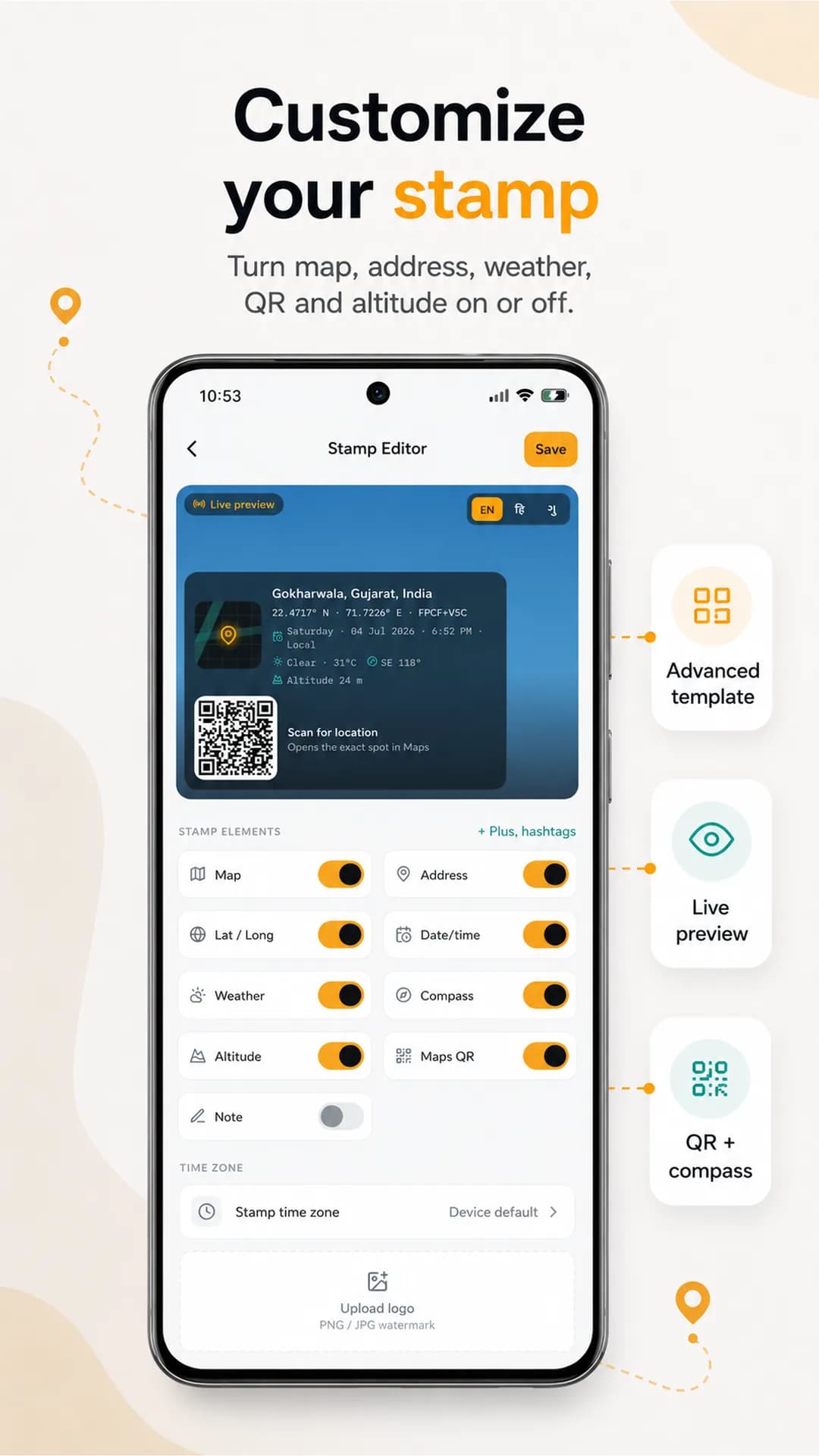TrueStamp on Android phone, screen 3