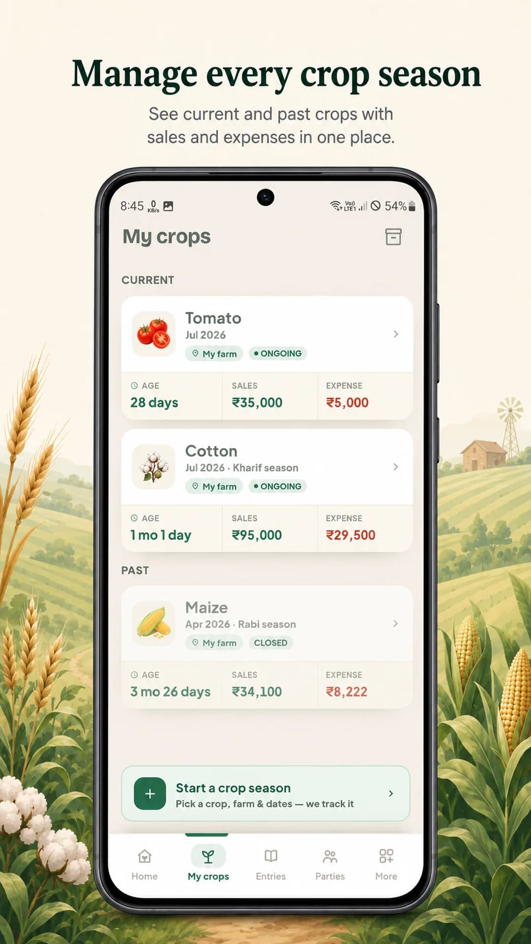 Kheti Hisab on Android phone, screen 4