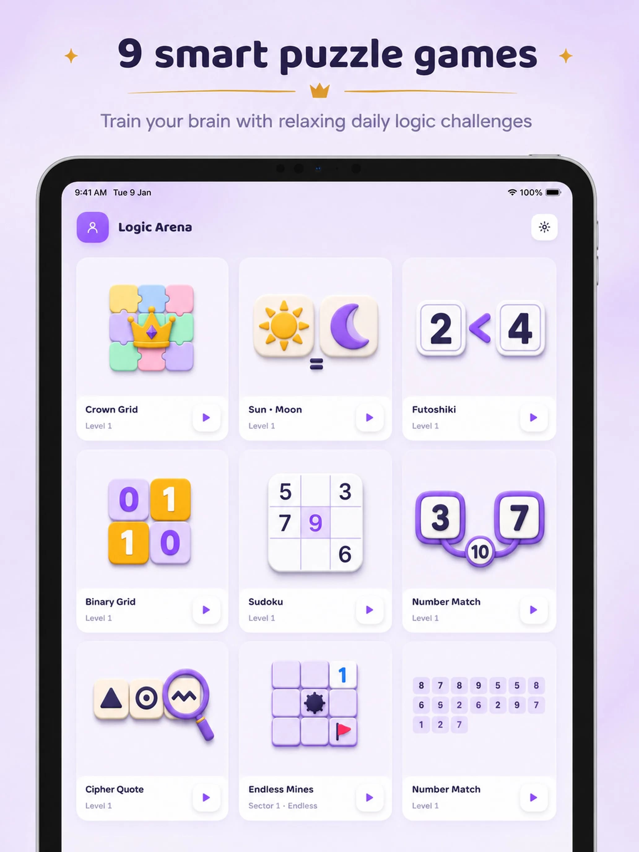 Logic Arena on iPad, screen 1
