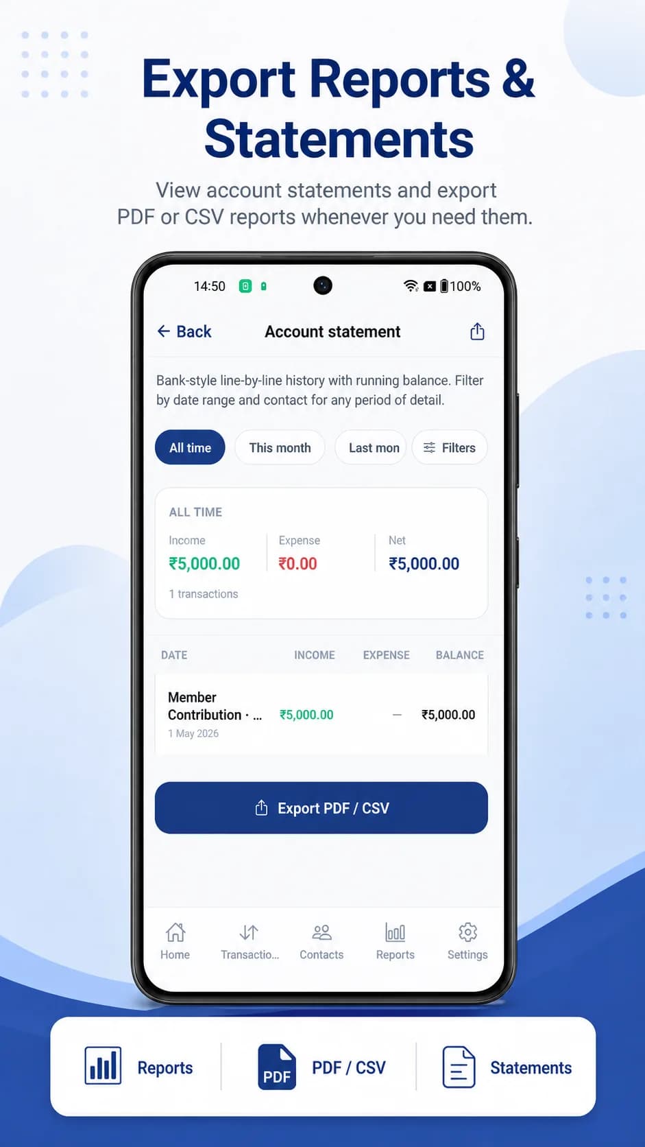 Simple Account Book on Android phone, screen 3
