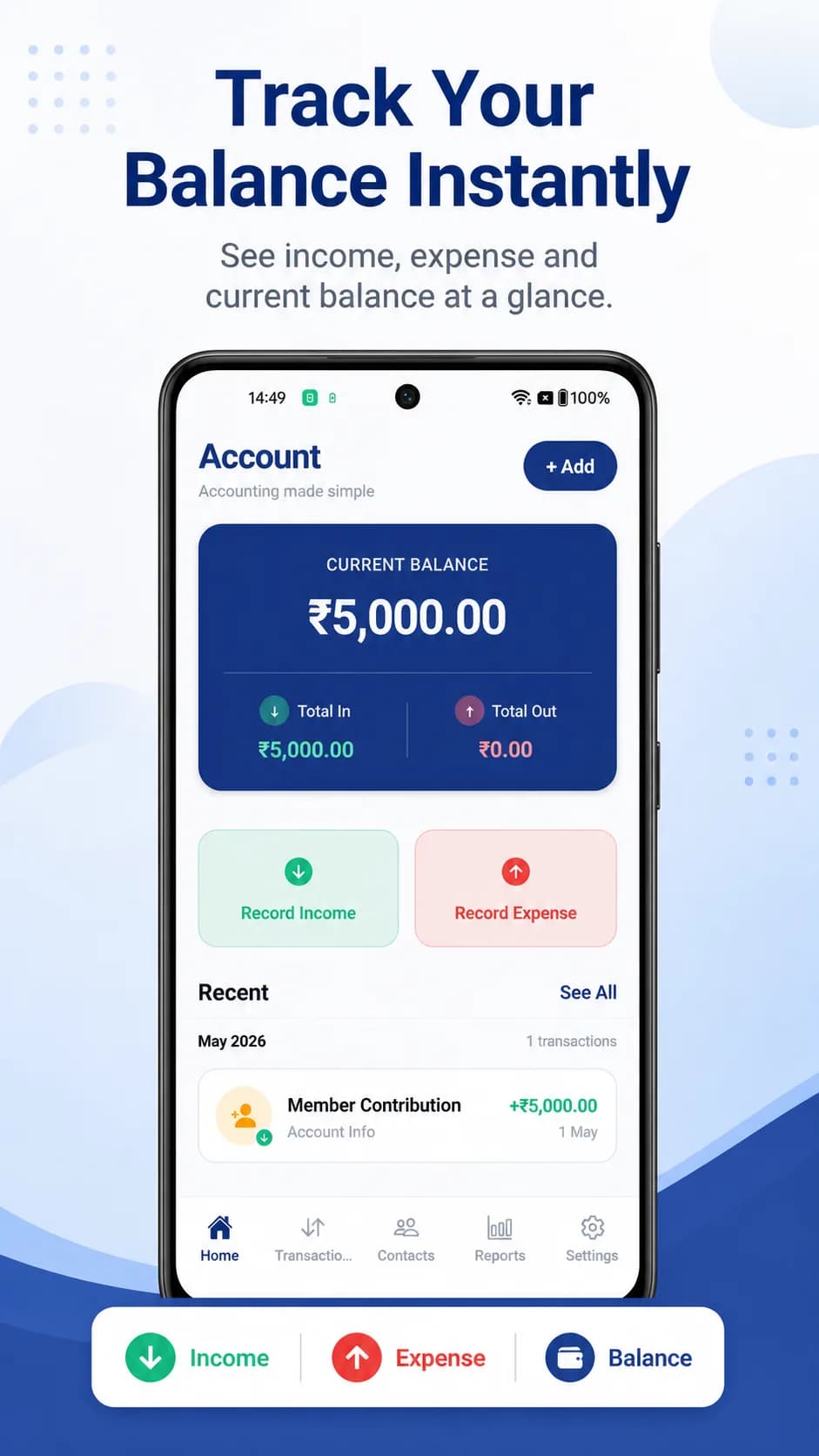 Simple Account Book on Android phone, screen 7