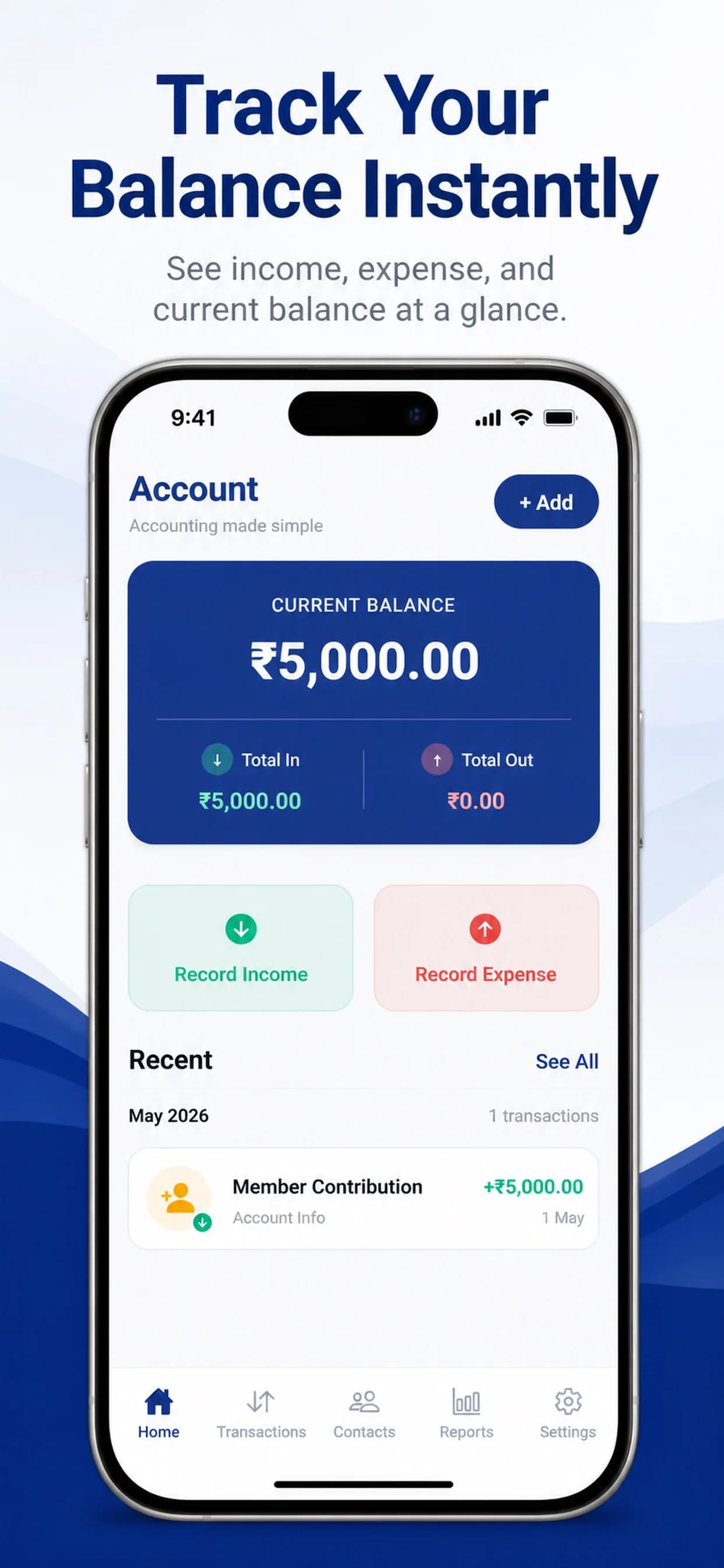 Simple Account Book on iPhone, screen 2