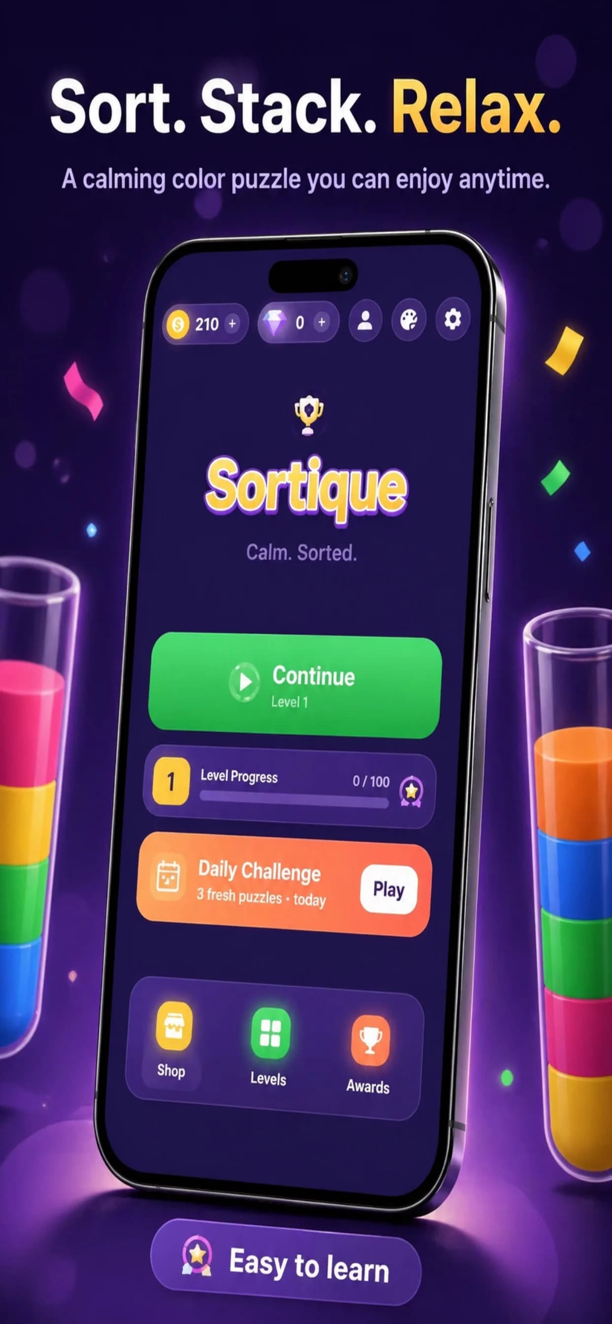 Sortique on iPhone, screen 2