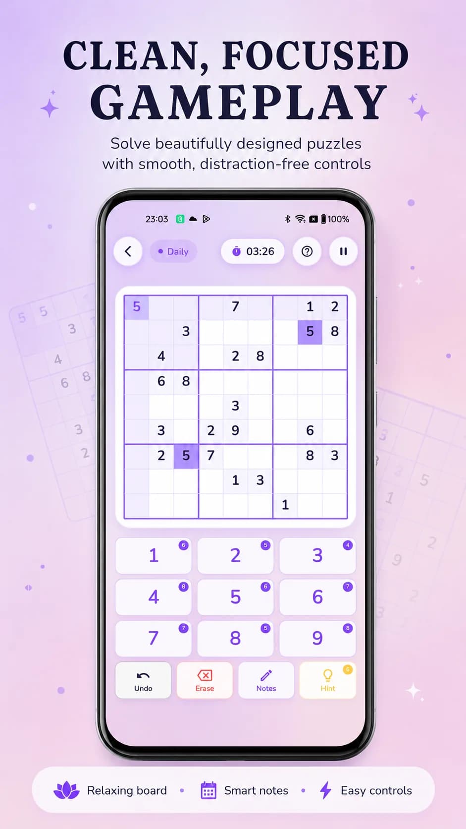 Sudoku Breeze on Android phone, screen 3