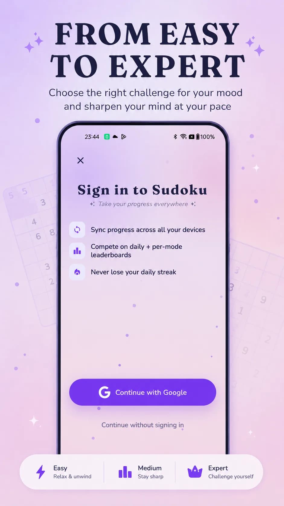 Sudoku Breeze on Android phone, screen 4