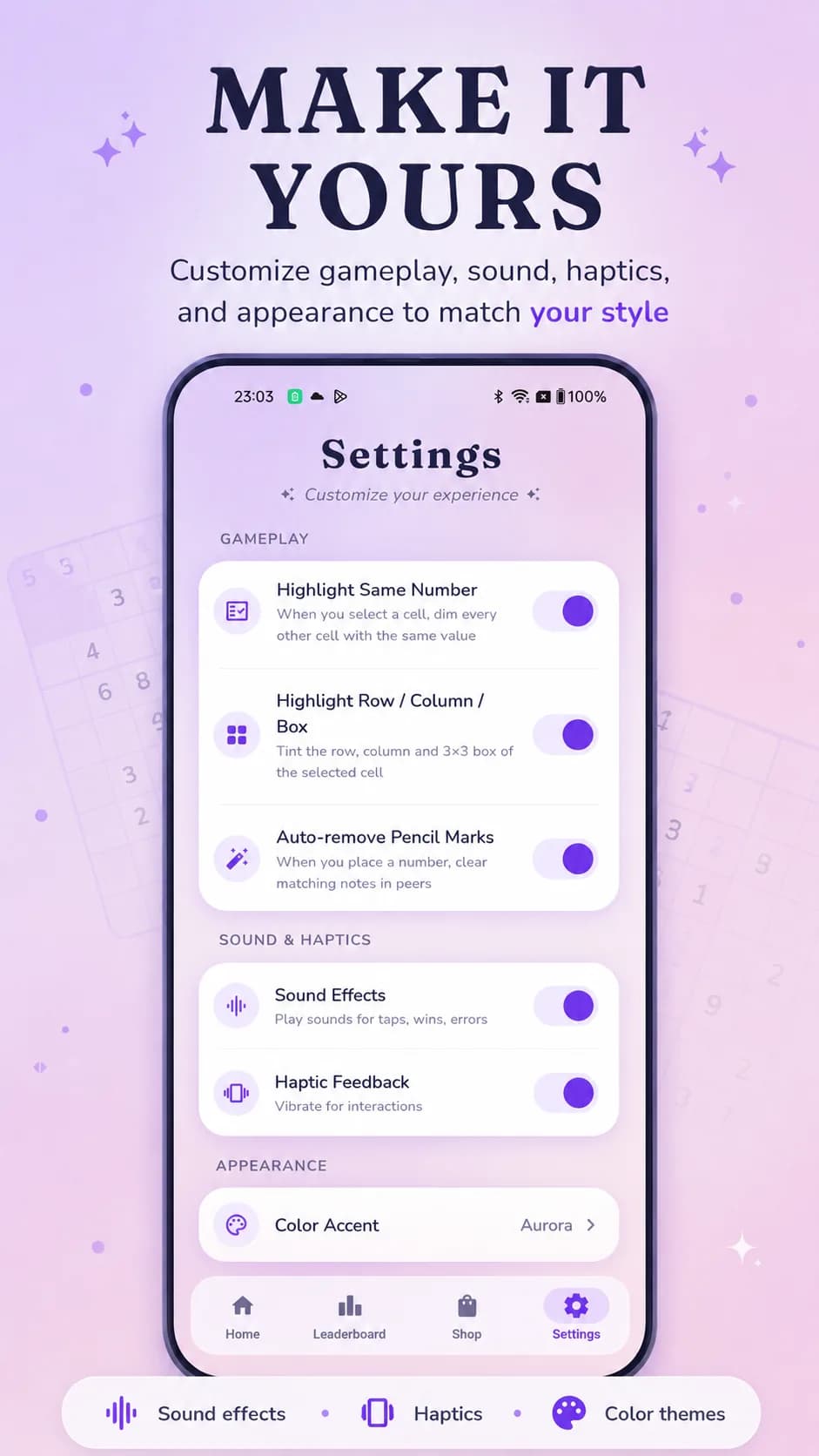 Sudoku Breeze on Android phone, screen 5