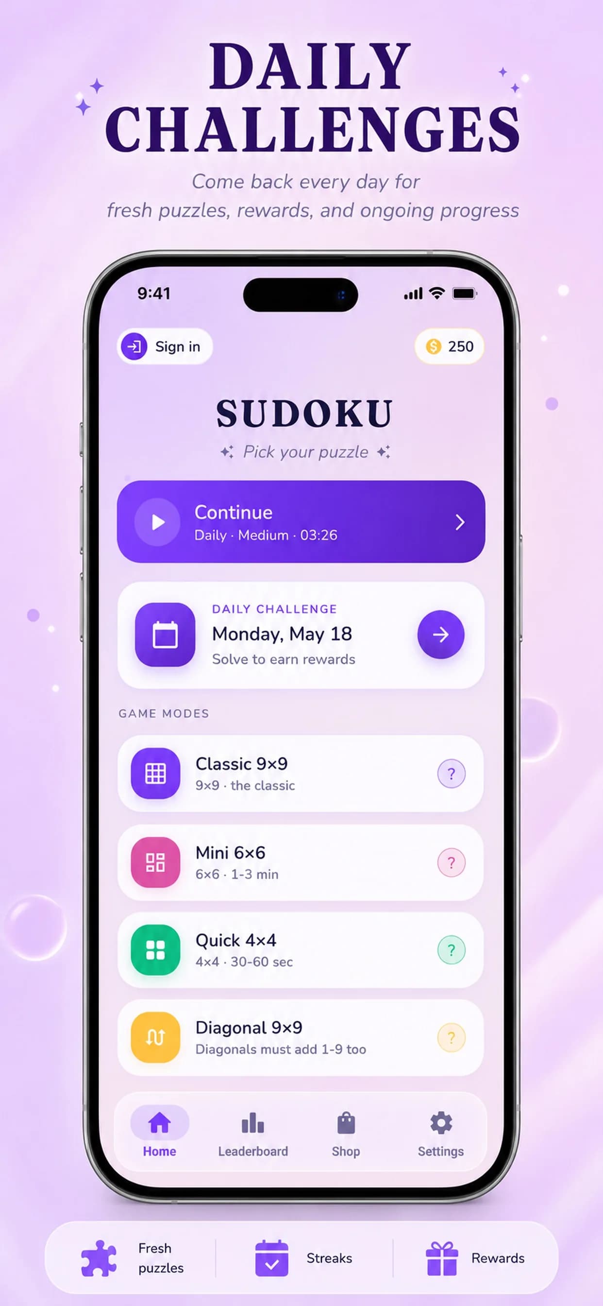 Sudoku Breeze on iPhone, screen 1