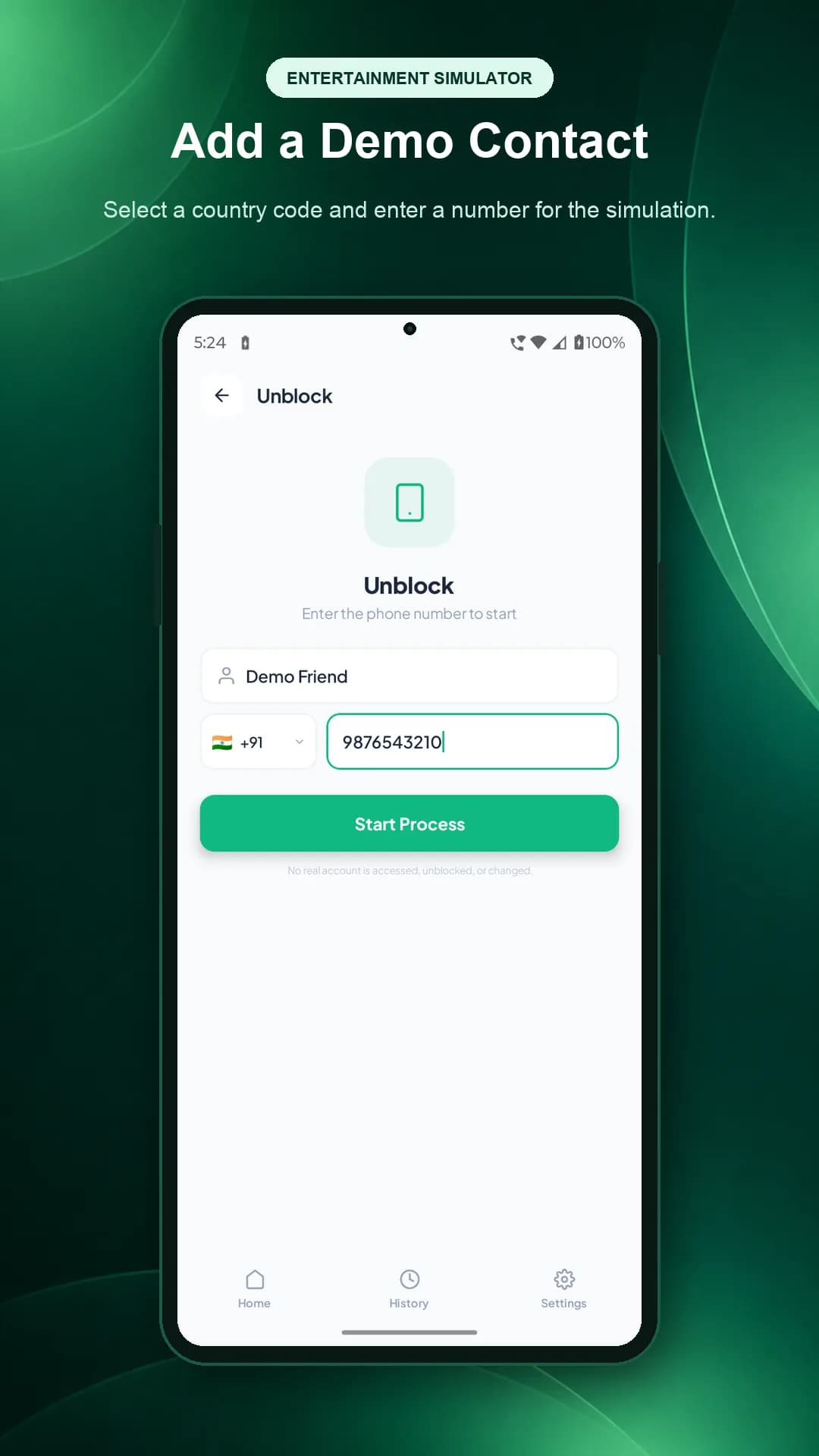 Unblock Simulator on Android phone, screen 2