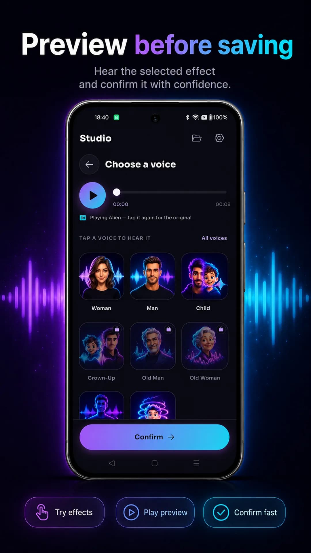 Voxi on Android phone, screen 3