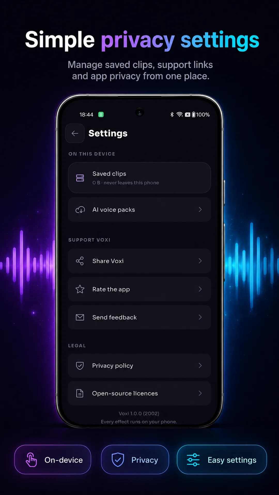 Voxi on Android phone, screen 5
