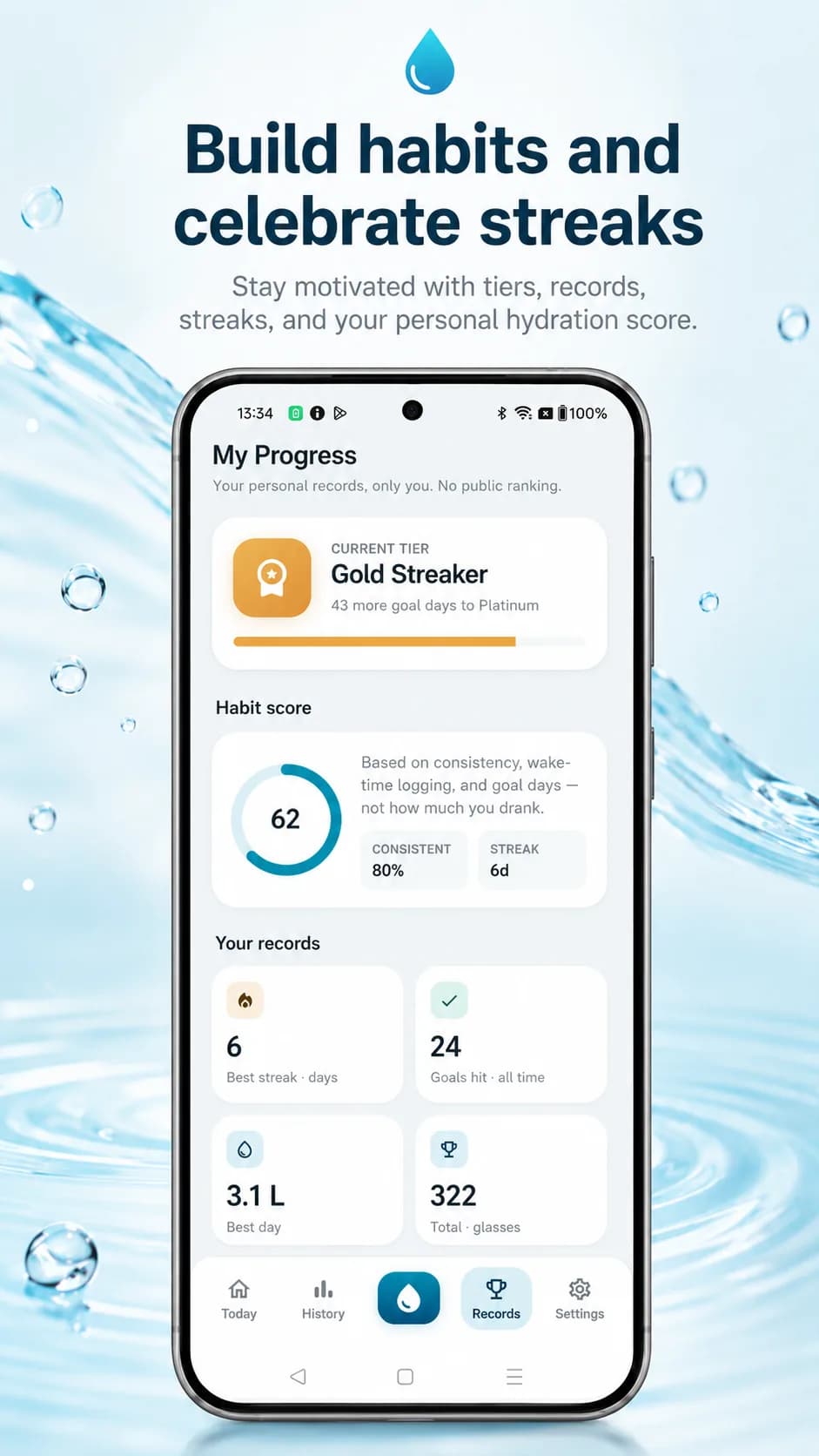 Water Tracker on Android phone, screen 5