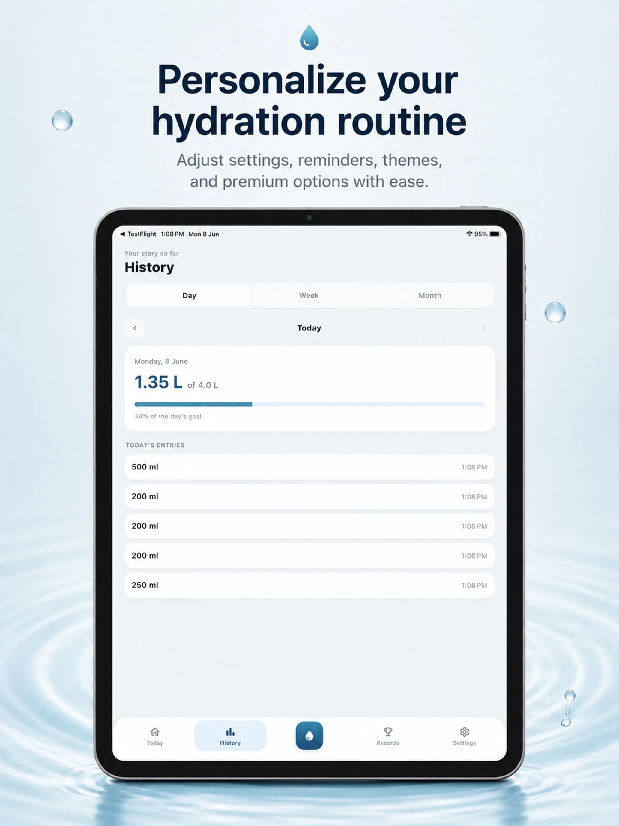 Water Tracker on iPad, screen 5