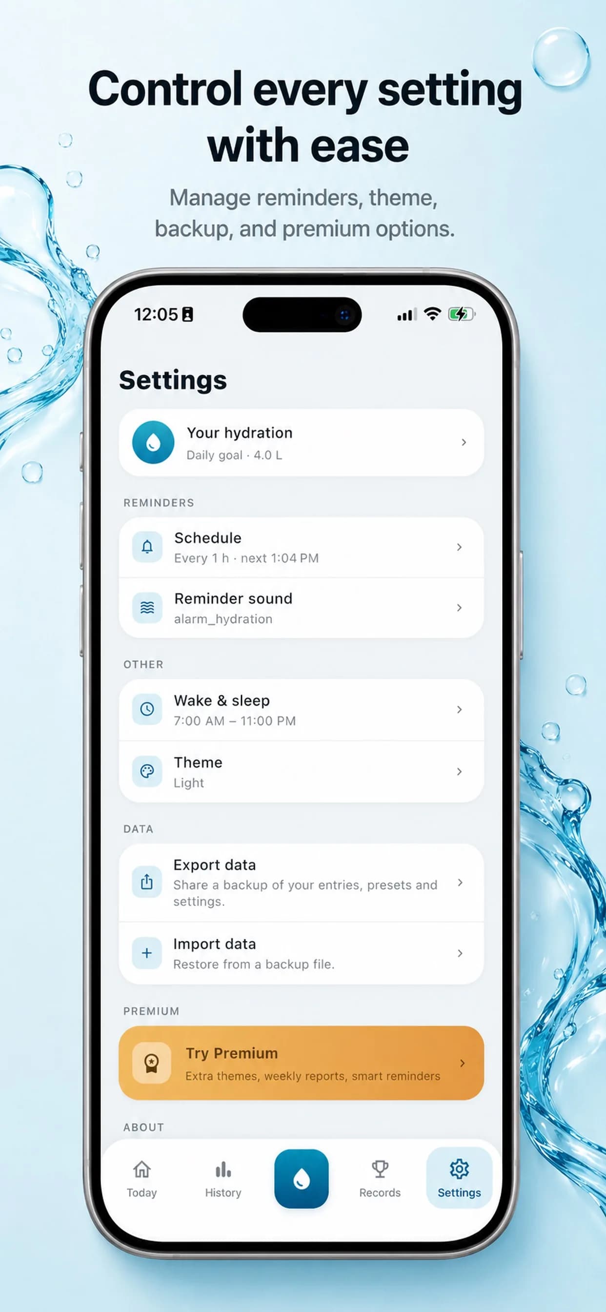 Water Tracker on iPhone, screen 7