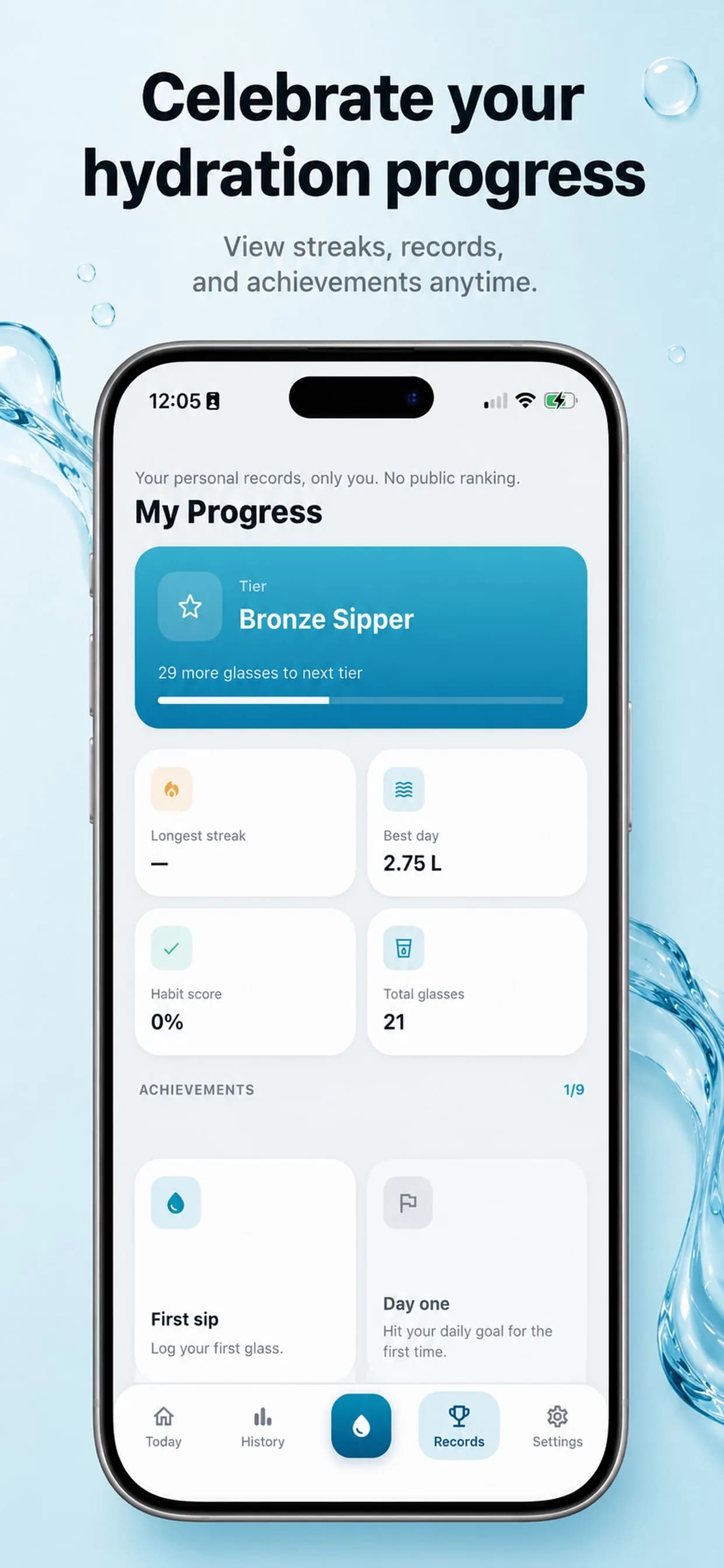 Water Tracker on iPhone, screen 6
