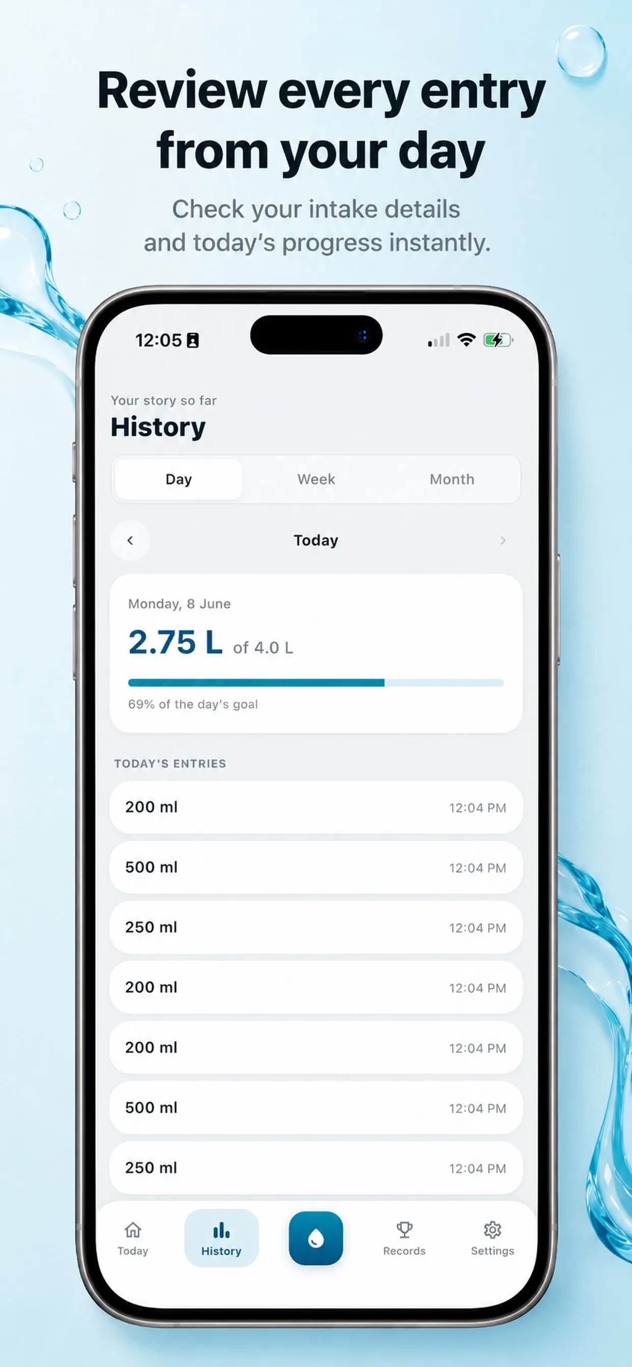 Water Tracker on iPhone, screen 5