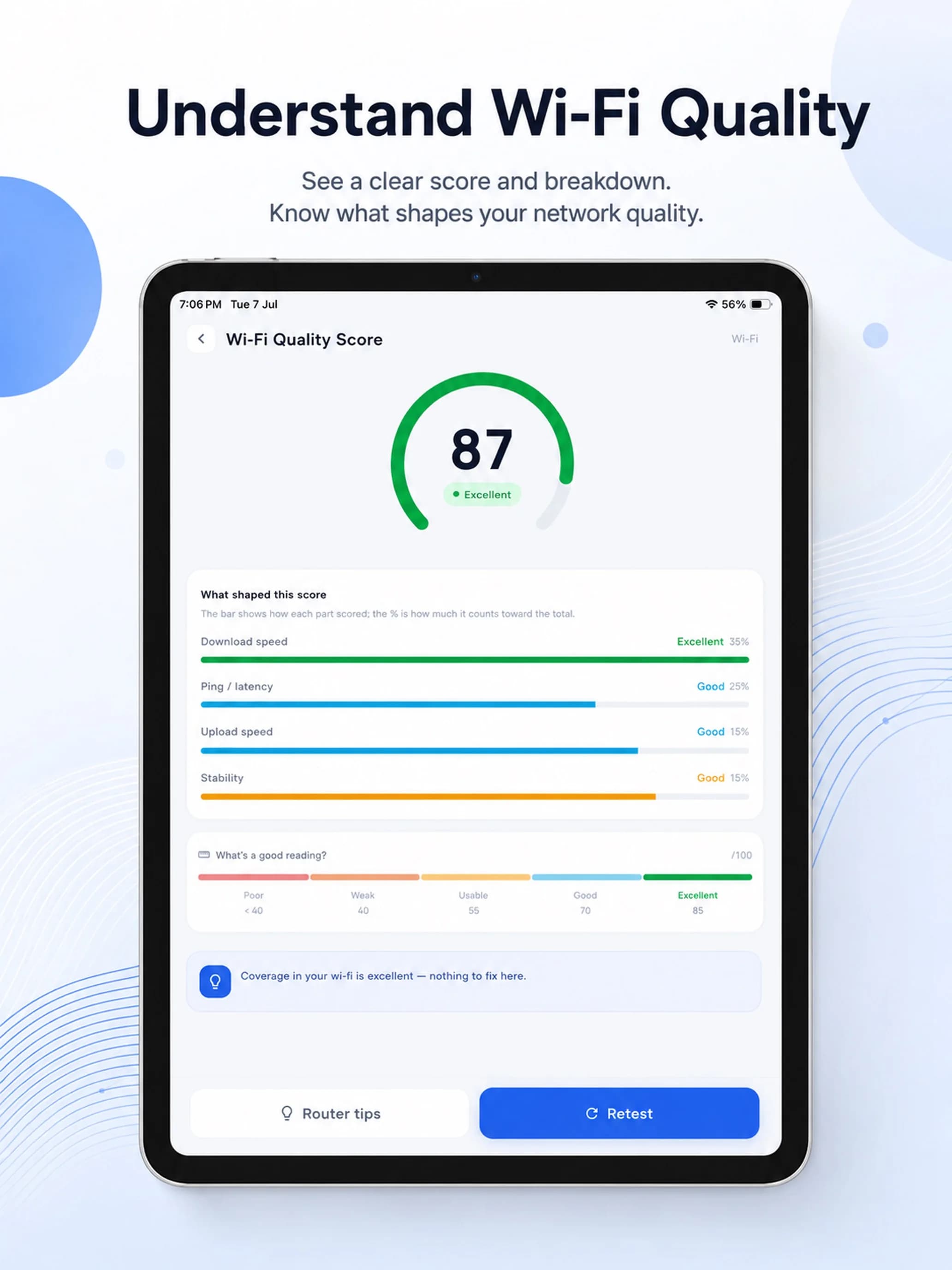 Wi-Fi Range & Speed Tester on iPad, screen 3