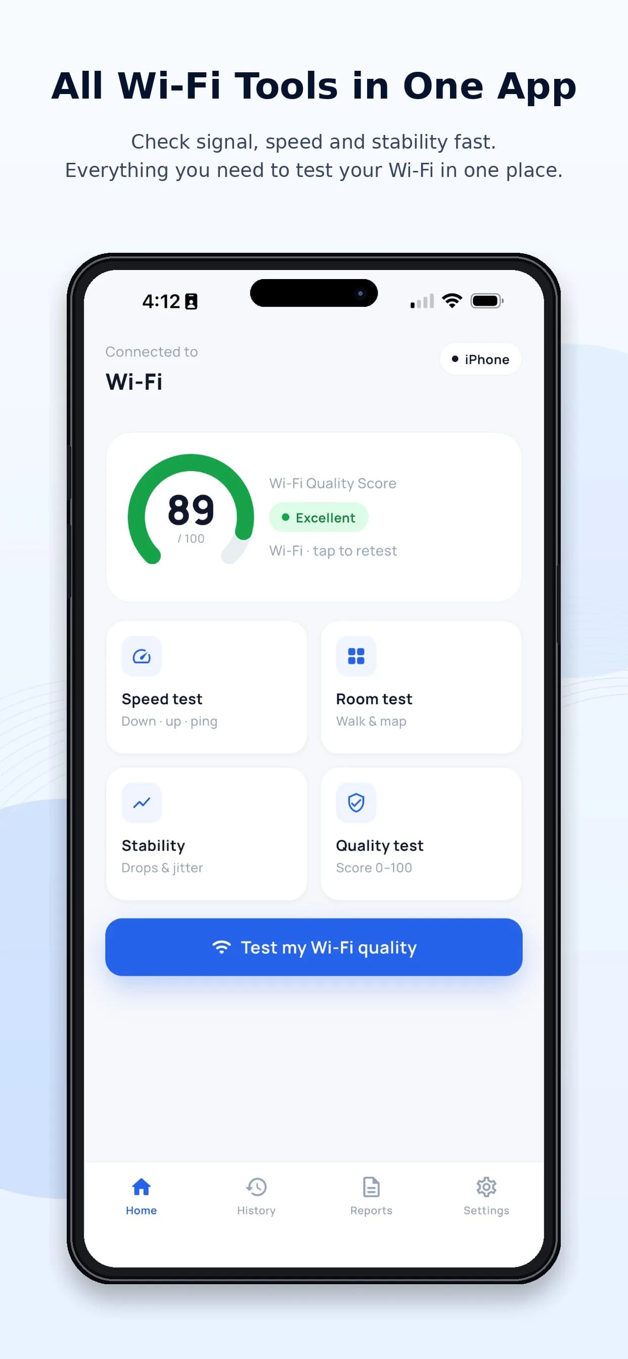 Wi-Fi Range & Speed Tester on iPhone, screen 1